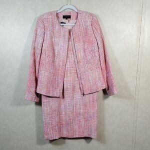 2/$20 05149 Talbots pink, orange, and tan tweed dress and jacket 8/10